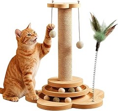 Los mejores rascadores con juguetes para gatos en espacios reducidos