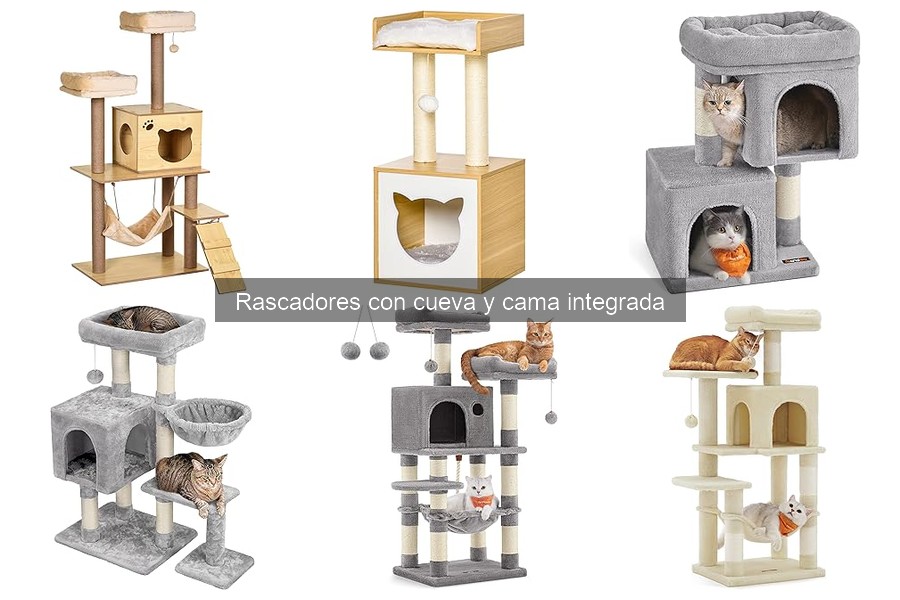Alternativas compactas a rascadores con cueva para gatos