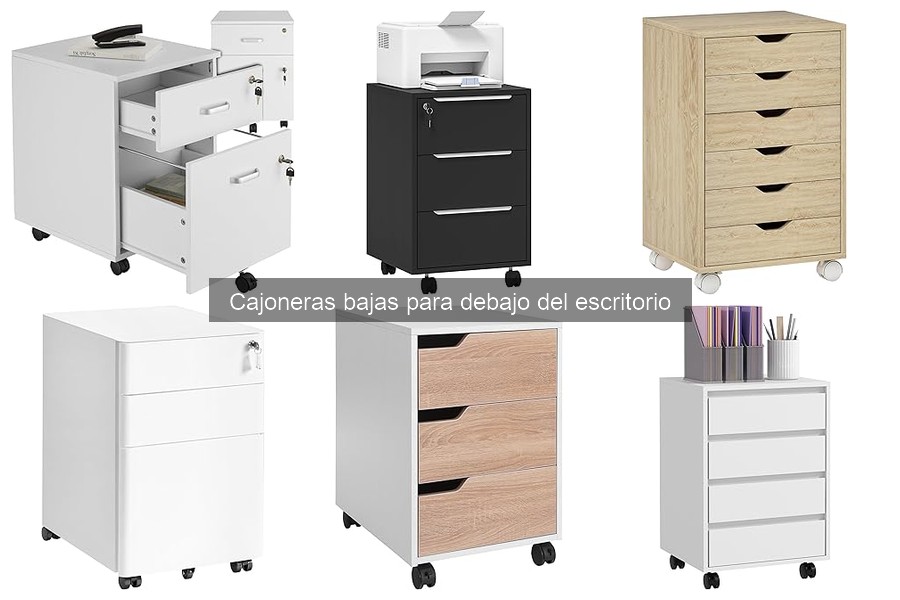 Cajoneras bajas con ruedas y cerraduras para oficina