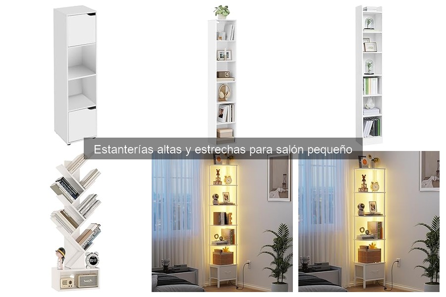 Comparativa de estanterías altas y estrechas para salón pequeño
