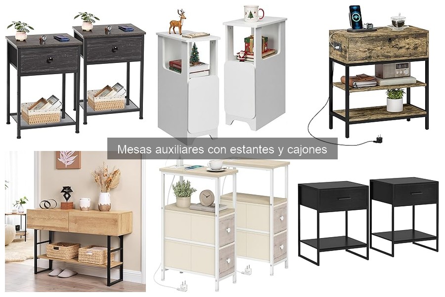 Introducción a las mesas auxiliares con estantes y cajones