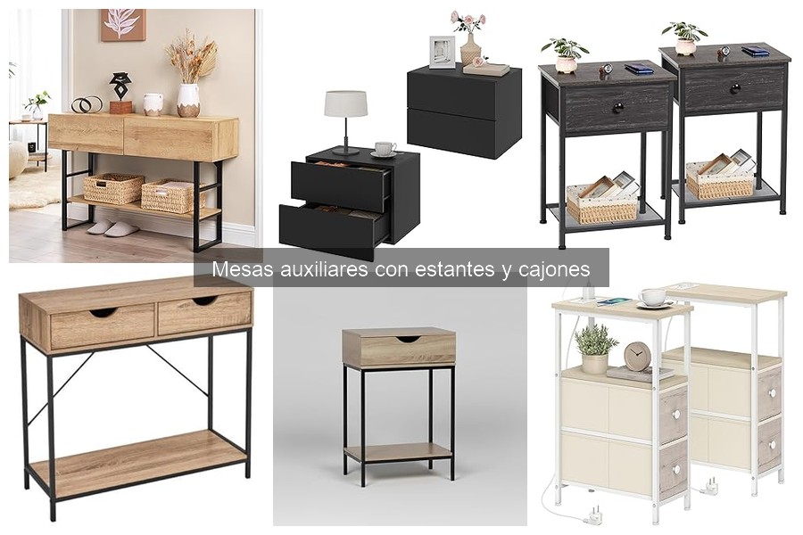 Mesas auxiliares con estantes y cajones: mejores precios online