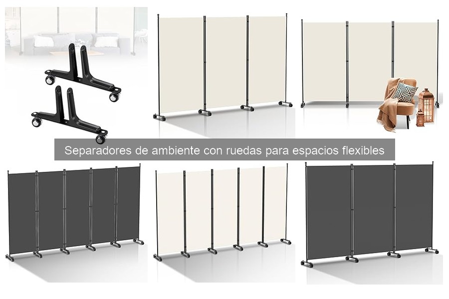 ** Separadores de ambiente con ruedas para espacios multifuncionales