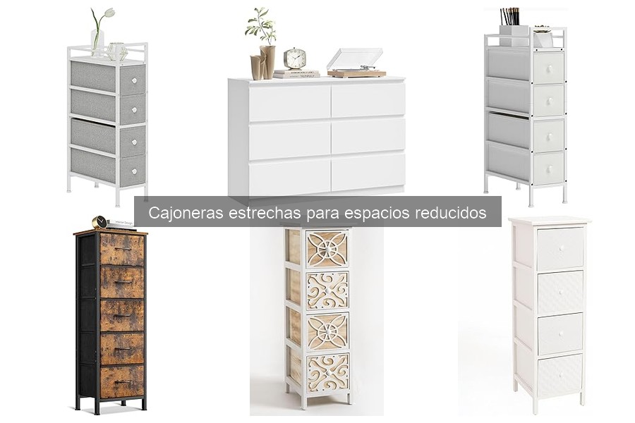 Tipos de cajoneras estrechas para espacios reducidos