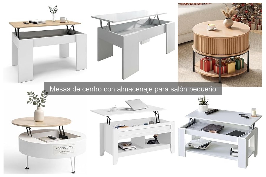 Tipos de mesas de centro con almacenaje para salones pequeños