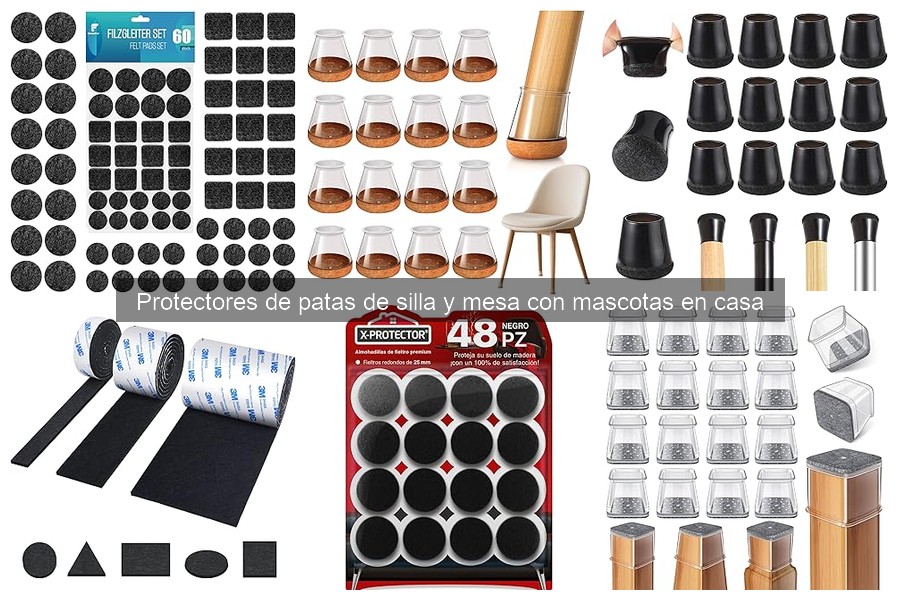 Tipos de protectores para patas de silla y mesa con mascotas